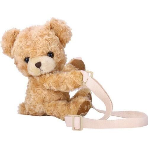 Fashion Lady Girls Cute Smile Bear Soft Plush Doll Handbag Lovely Mini Animal Shoulder Bag