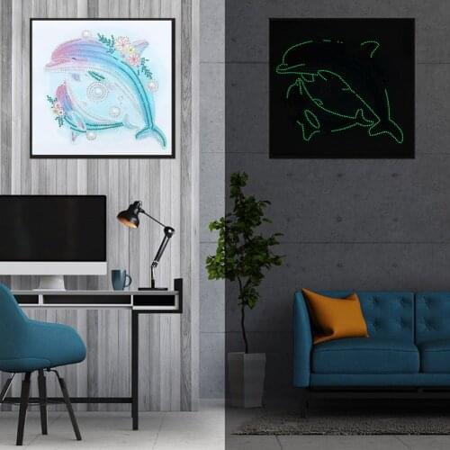 30*30cm Mosaic Part Drill Luminous Special Shaped DIY Animal Rhinestones Picture 5D Diamond Painting Craft Poster Home Decor