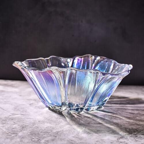 Colorful Sunflower-shaped Glass Small Fruit Bucket Dessert Snack Plate Nordic Fruit Basket Color Changing Fruit Plate