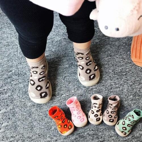 New Baby toddler shoes socks baby soft rubber sole shoes socks Leopard baby toddler floor socks