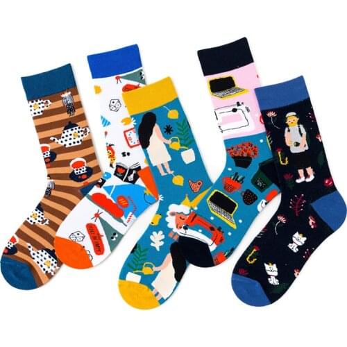 2021Autumn and winter new trendy socks cotton tube socks for men and women couple socks funny and creative series of socks