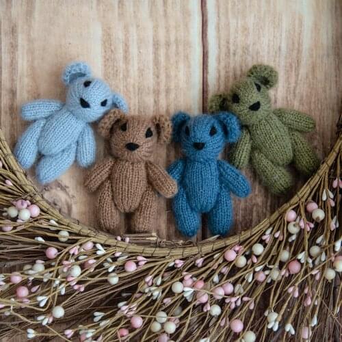 Newborn Teddy Bear Toy Knit Mohair Animal Stuffer Photography Props Crochet Baby Photo shoot