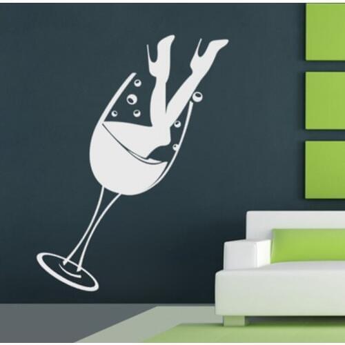 Sexy Legs and glass of Wine Vinyl Art DIY Wall Sticker Home Decoration Living room Restaurant Fashion Decals Murals JG3929