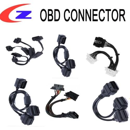 Flat+Thin OBD Connector OBD 2 OBD2 16 Pin ELM327 Male To Dual Female Y Splitter Elbow OBD Extension Cable OBD2 Connector Tool