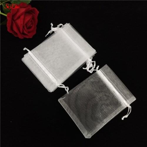 50 pcs White Organza Gift Bags 10x15 15x20 20x30 30x40 cm Drawstring Jewelry Bags Wedding Event Devoration Packing Pouch 6zSH312