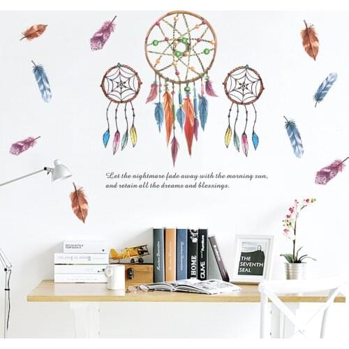 Romantic INDIAN Campanula feather 3D Wall Sticker Dream Wall Art Decal Bohemian Feather Decor Dream catcher Bedroom Decor Poster