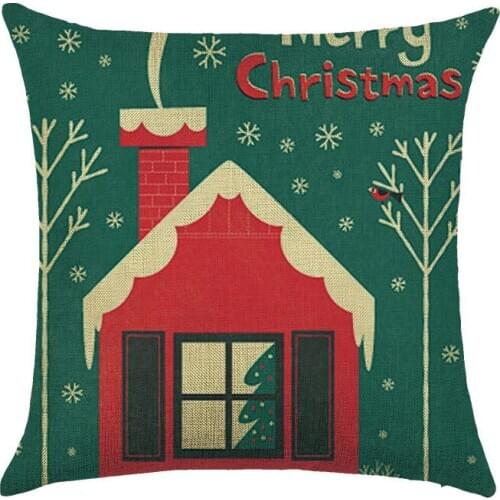 Christmas Sofa Pillowcase 45*45 Santa Claus Elk Pattern Cushion Cover Linen Pillow case Decorative Xmas Pillowcase for Home