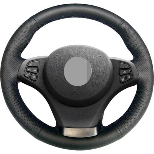 DIY Hand-stitched Black Alcantara Soft Leather Car Steering Wheel Cover for BMW E53 X5 2004 2005 2006 E83 X3 2003-2010 2007 2008