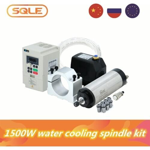 CNC Machine Tool Spindle 1500w 1.5kw 24000RPM ER11 water cooling spindle & VFD & 75w water pump & 80mm bracket & ER11 collets