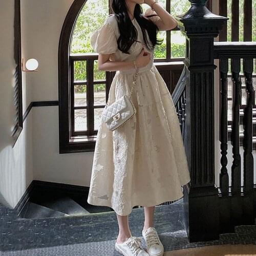 Summer Fairy Floral Dress Women French Vintage Sweet Midi Kawaii Dress Chiffon Belt Designer One-piece Dress Korean Wedding 2021