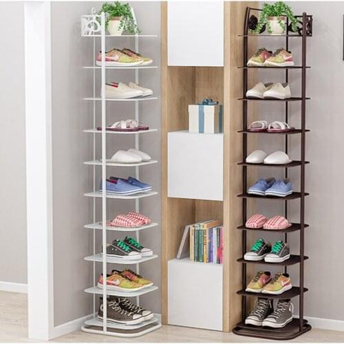 Modern Shoe Rack Household Wrought Iron Multi-layer Economical Space-saving Dormitory Shoe Cabinet Door Dust-proof Storage Rack