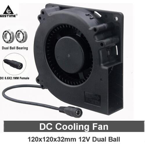 Gdstime 120mm Turbo Fan 12V DC Female Connect 12cm 120x120x32mm 12032 Centrifugal Cooler Fan