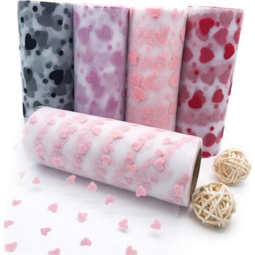 15CM 10Yards Sparkly Glitter Heart Tulle Mesh Roll Spool Squine Tulle Chair Sash Tutu Skirt DIY Wedding Birthday Decor Supplie