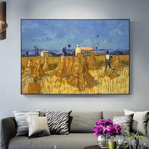 Harvest at Field by Van Gogh Landscape Oil Painting Reproductions on Canvas Posters and Prints Wall Picture for Living Room