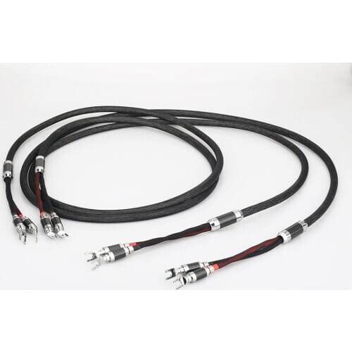 High Quality Audiocrast SC316AG 100% Pure Solid Silver Speaker cable with carbon fiber Spade Plug Loudspeaker Cable HIFI