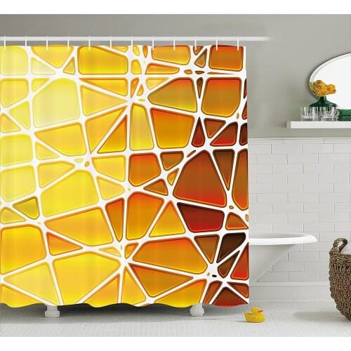 Yellow Decor Shower Curtain Snake Skin Like Design Geomerical Shaped Ombre Colored Image Home Decoration Bathroom Curtains