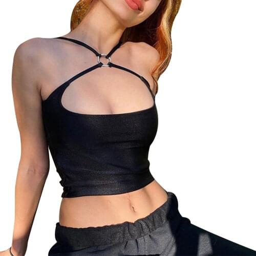 Womens Sexy Hanging Neck Sleeveless Camisole Solid Color Slim Backless Vest (S/M/L)