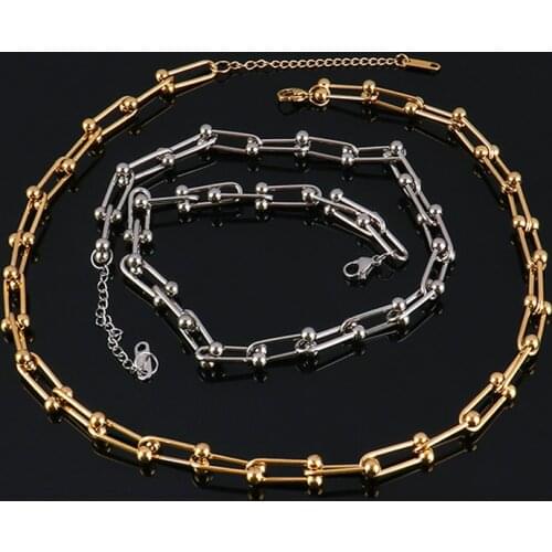 Fashion Stainless Steel Necklace Chunky U Chain Necklaces For Women Clavicle Chain Choker Necklace Boho Women Jewelry Necklace