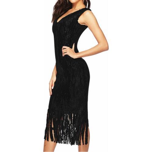 Great Gatsby Dress Women Sequins Dress Party Sexy 1920s Dresses Vintage Beaded Flapper Embellished Art Deco Sleeveless Summer