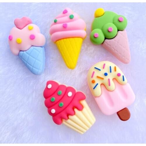 10pcs Mini ice cream PVC flexible glue Flat back DIY Scrapbook Embellishment Phone Craft Decoration E22