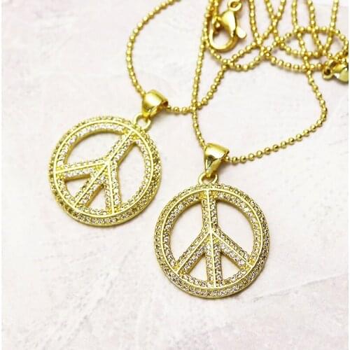 10 Pcs Gold Round peace style pendants necklace beaded chain simple jewelry necklace wholesale women jewelry gift 7343