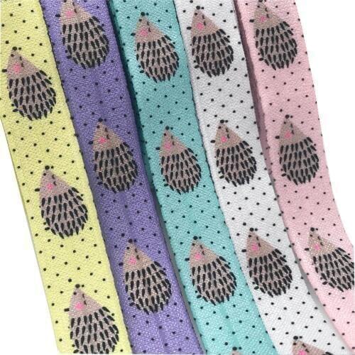 5 colors choose 16mm Hedgehog Print fold over elastic FOE Ribbon Hair tie DIY Holiday Party Decoration Accessories 10yards