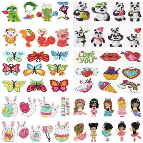 5d Diy Hand Paint Animal Cartoon Diamond Sticker Princess Butterfly Sticker Kits For Kids Diamond Mosaic Toy Rhineston