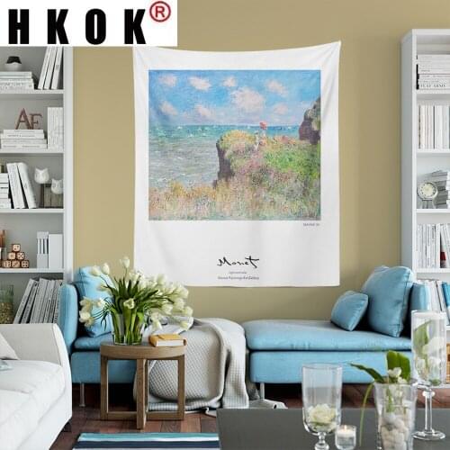 HKOK Abstract Monet Scenic Tapestry Wall Hanging Covering Rugs Background Cloth Beach Mat Blanket Art Bedroom Living Home Decor
