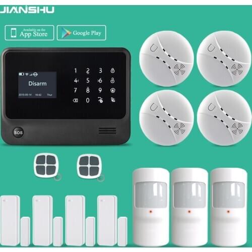 G90B plus 3g gsm wifi intruder alarm mobile app control wireless smoke detector sensor PIR detector sensor wireless door sensor