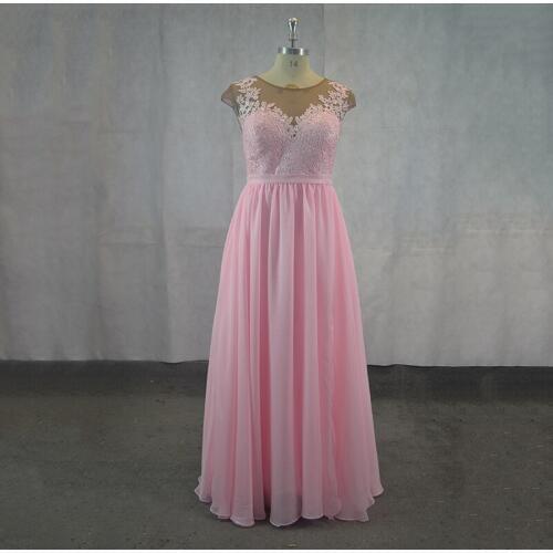 Sparkly Pink Chiffon Long Bridesmaid Dresses for Wedding Party