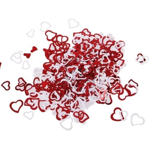 Glitter Heart Confetti Sprinkles Paper Table Confetti Dots for Wedding Birthday Party Decoration (Red, White, 16g)