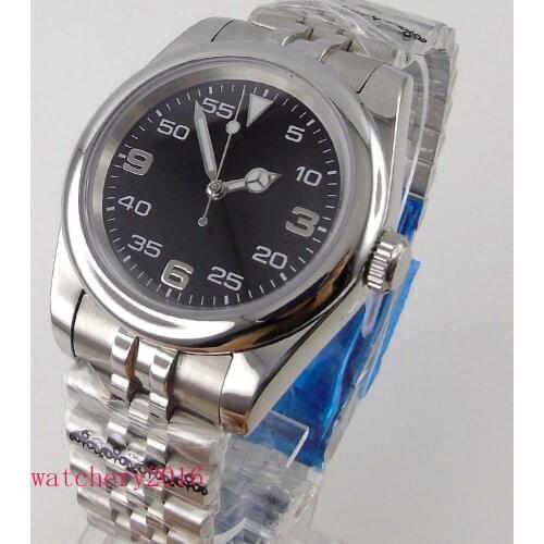 BLIGER Solid 40mm Black Dial Sapphire Glass Polished Bezel 24 jewels NH35 Automatic Movement Mens Watch Deploment Clasp