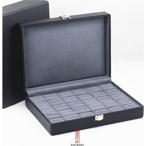 Boutique Black PU leather jewelry storage box, large-capacity jewelry display box, ring/Pendant display collection storage case