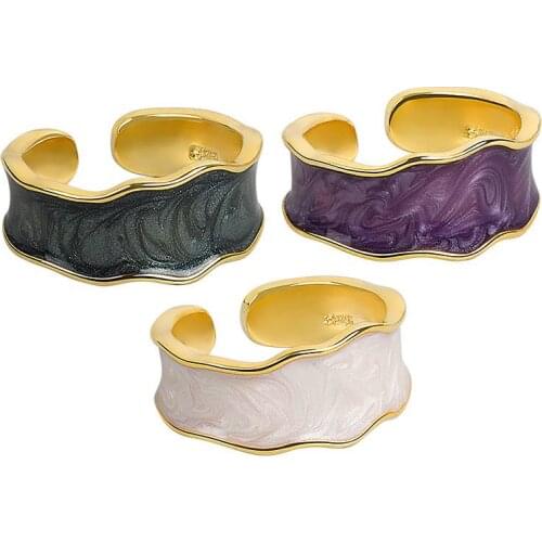 CANZE Korean Style Woman Ring Enamel Drip Glaze Fashion INS Simple Adjustable Ring Student Jewelry