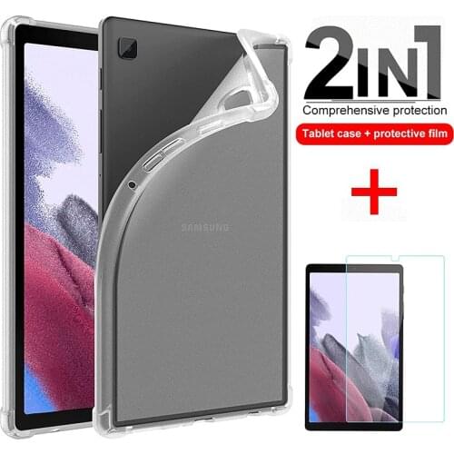 Case For Sumsung Galaxy Tab A 8.4 T307 Tab A7 Lite T220 8.7 inch Shell Cover TPU Silicon Transparent Slim Airbag Cover and Glass