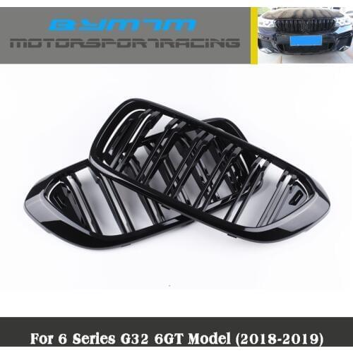 Double line Bright black three-colour carbon fibre ABS Kidney Grille For BMW G32 6GT