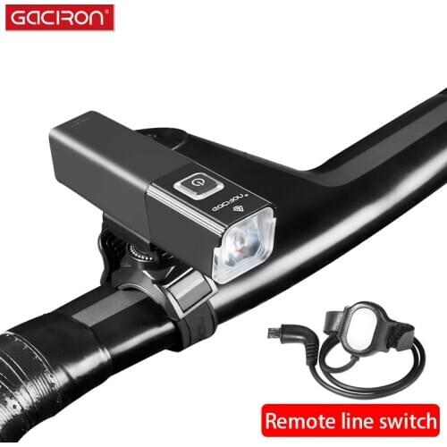 GACIRON 500/800Lumen Bicycle Front Light Rechargeable LED Flashlight Remote Switch Bike Headlight Waterproof Cycling Accessories