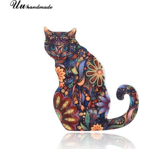Personality Cute Cat Animal Brooch Christmas Gifts for Women Lapel Bts Pin Acrylic Hijab Pins and Brooches Kids Jewelry 2018 New