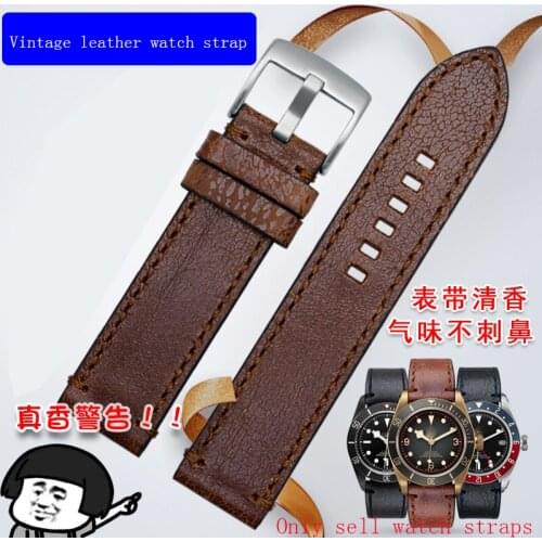 Classic vintage leather watch strap 23mm For Tudor BLACK BAY 79220R Zenith Brown Blancpain Handmade watch strap