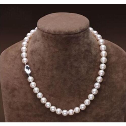 Classicorgeous g9-10mm south sea white round pearl necklace 18inch 925s