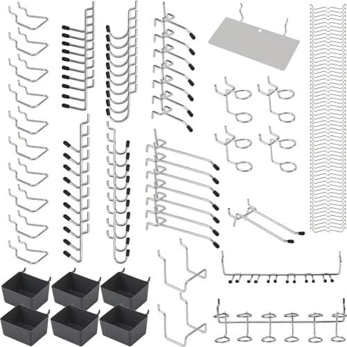 140Pcs/114Pcs Metal Pegboard Hooks Peg Locks Organizer Assortment Kit Storage Hanging Applications For Garage Workshop Kitchen