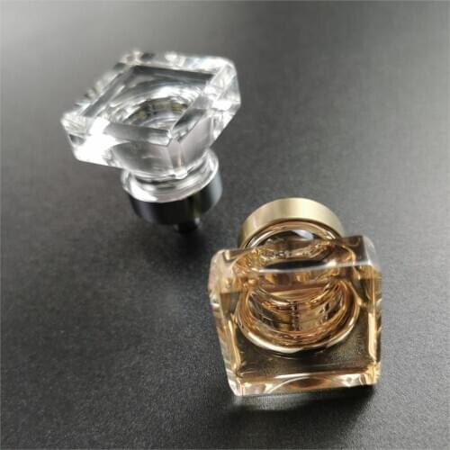 Square Crystal Glass Knob Clear Cabinet Handle And Knob Drawer Pull Dresser Knob Wardrobe Hardware