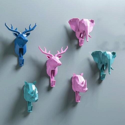 LCH Modern European Style Creative ABS Animal Art Pink Blue Green Cloth Hook Keys Holder Door Knob Pull Clothes Hook