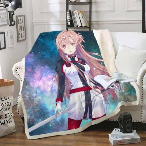 Sword Art Blanket 3D Print Sherpa Blanket on Bed Kids Girl Flower Home Textiles Dreamlike Style 14