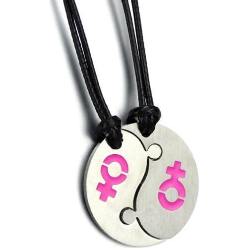1Pair Couple Necklace Yin Yang Pendant Necklaces LGBT Gay Pride Fashion Jewelry Collar Female Men Best Friends Gifts bijouterie