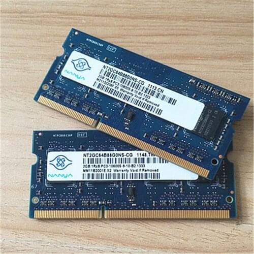 Nanya memoria ddr3 rams 2GB 1RX8 PC3-10600S-9-10-B2 1333 laptop memory DDR3 2GB 1333MHz ram 1.5V for notebook 1PCS