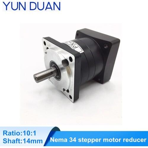 Ratio10:1 Nema34 stepper motor planetary gearbox 14mm shaft input,3000rpm,50Nm carbon steel spur gear for 86mm stepper motor