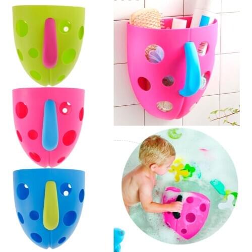 Plastic Baby Bathroom Bath Toys Sucker Storage Basket Organizer Bathing Time Play Fun – Blue