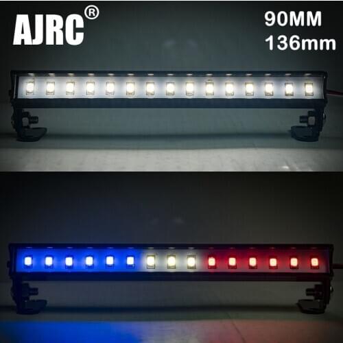 Suitable for 1/10 simulation climbing car TRX4 TRX6 SCX10 II AXIAL 91-136MM white red blue metal top row light CH3 control light