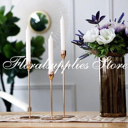 Modern Style Gold Metal Candle Holders Wedding Decoration Bar Party Home Decor Candlestick Candelabra